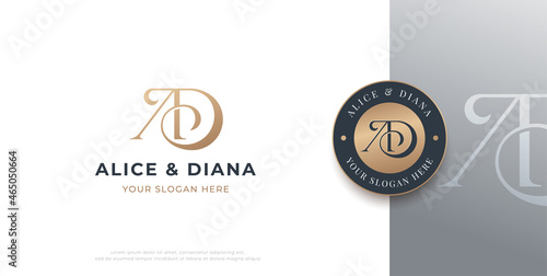 letter a d monogram serif logo design