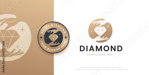 shining holding diamond stones logo