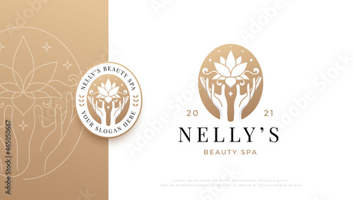 hand holding lotus flower logo
