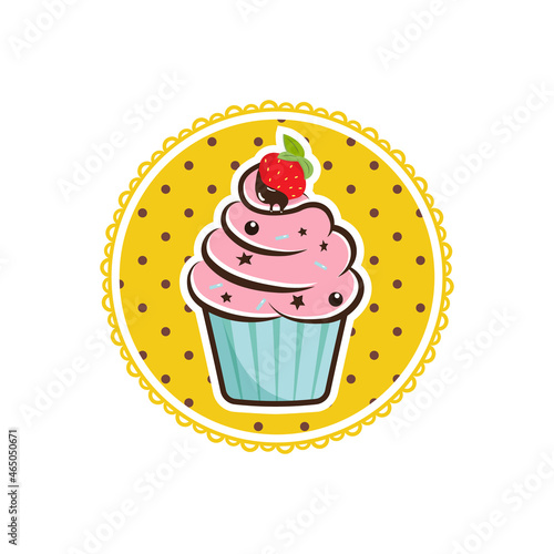 Sweet yummy cupcake  creamy cake  vector ilustration