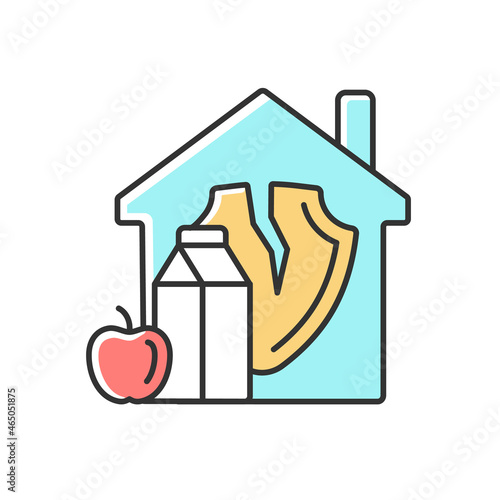 Food insecurity RGB color icon. Reductions in diet quality. Poverty and climate change are causes of meal insecurity. Access to food. Isolated vector illustration. Simple filled line drawing