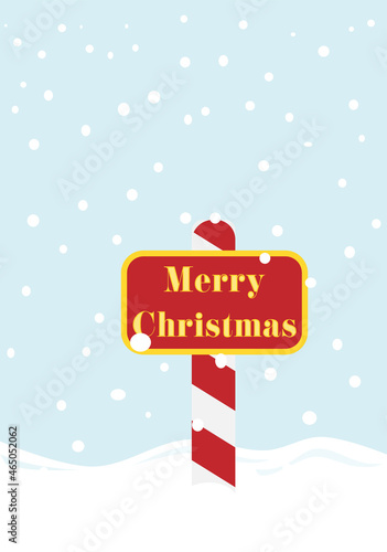 North Pole sign with Merry Christmas and snowfall, vector illustration © Andreas Berheide