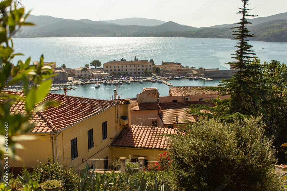 Fototapeta premium View on the harbor of Elba Island on a sumer day, Tuscany, Italy
