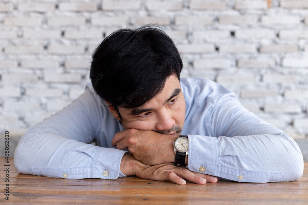 Fototapeta premium sad serious illness man.depressed emotion panic attacks alone sick people fear stressful crying.stop abusing domestic violence,help person with health anxiety,thinking bad frustrated exhausted