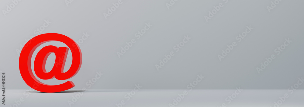 Red at sign on gray background, 3D rendering illustration Red at sign on gray background, 3D rendering illustration