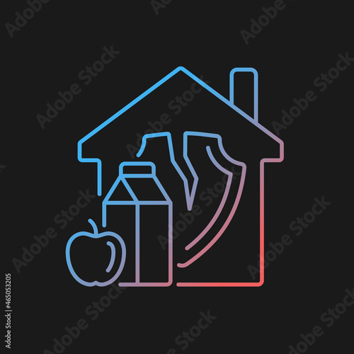 Food insecurity gradient vector icon for dark theme. Poverty and climate change are causes of meal insecurity. Thin line color symbol. Modern style pictogram. Vector isolated outline drawing