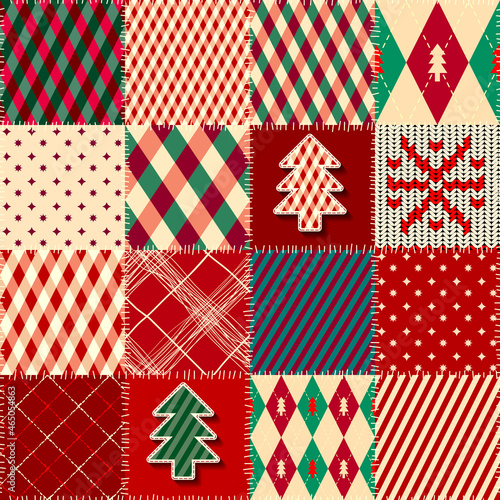 Patchwork textile pattern. Seamless quilting design background.