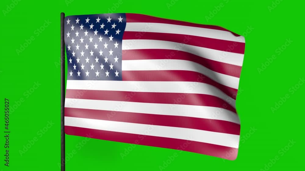 USA flag in the wind. 3d animation on a green USA flag in the wind. 3d animation on a green