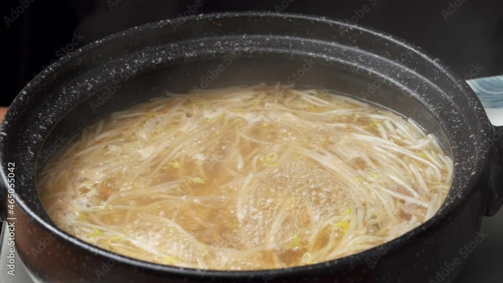 Chinese special home cooking beef and bean sprout soup Chinese special home cooking beef and bean sprout soup