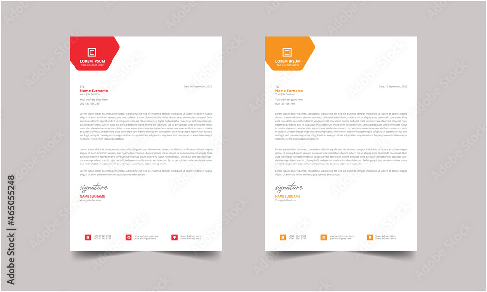 Professional business style letterhead design vector template a4 size

