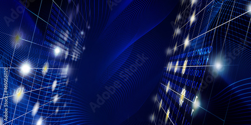 Abstract digital background with weave line art, Big data stream visualization. High speed technology, panorama background concept