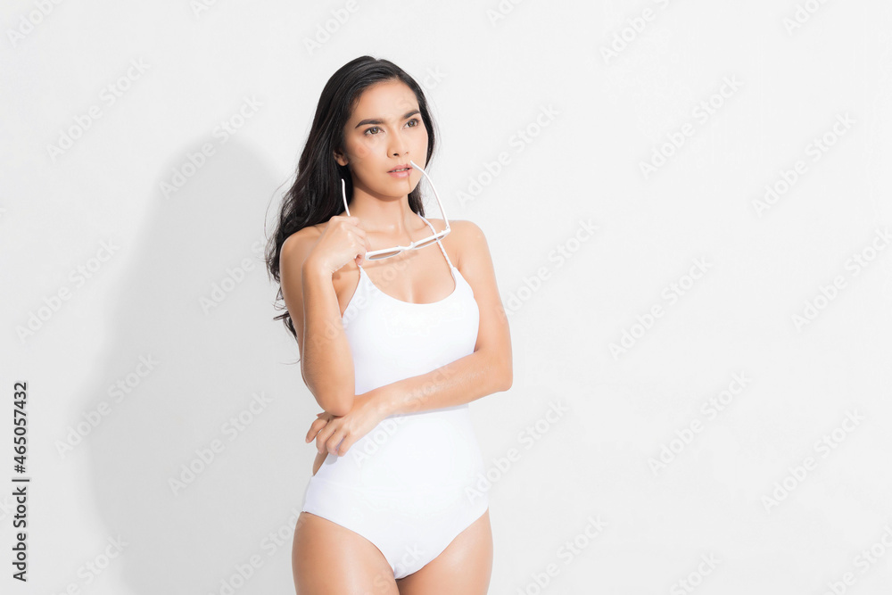 Woman studio fashion portrait summer collection. Woman studio fashion portrait summer collection.