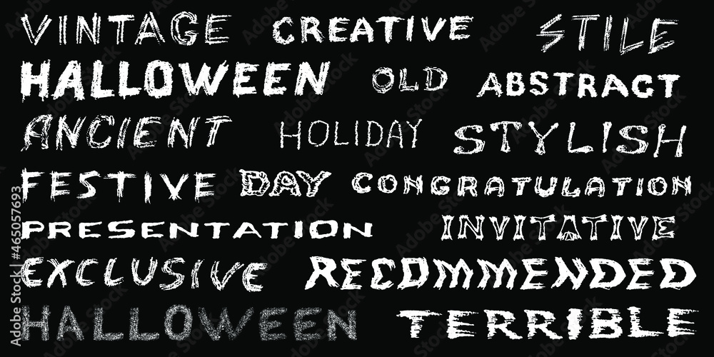 Set of words. Font in an unusual style. A set of words with creative fonts. Vector graphics eps-10 Set of words. Font in an unusual style. A set of words with creative fonts. Vector graphics eps-10