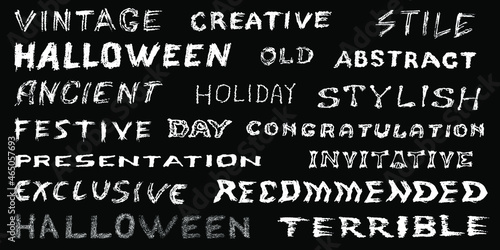 Set of words. Font in an unusual style. A set of words with creative fonts. Vector graphics eps-10