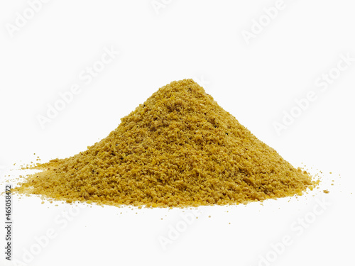 pile of spices Full Fat Soy , high protein and fat , piglet swine feed on white background