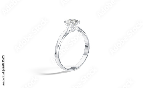 Blank silver ring with diamond mockup stand, side view