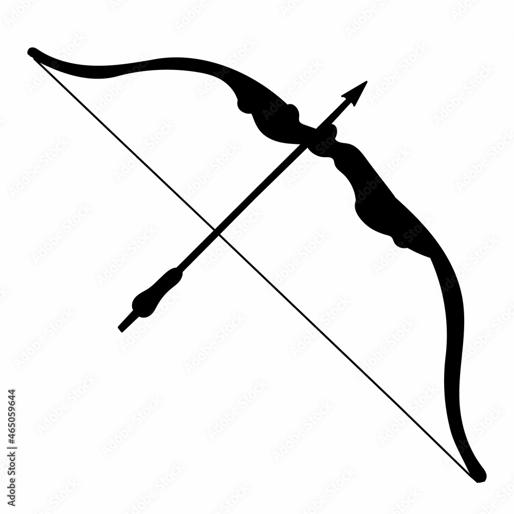 black silhouette bow and arrow vector, isolated Stock Vector | Adobe Stock