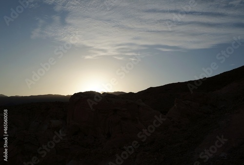 Hiking in evening in Shehoret mountains, south Israel 