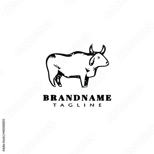 cattle logo cartoon design icon black isolated vector illustration