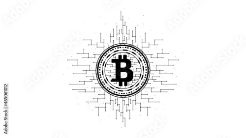 Bitcoin polygonal vector illustration on a white background. Cryptocurrency low poly design