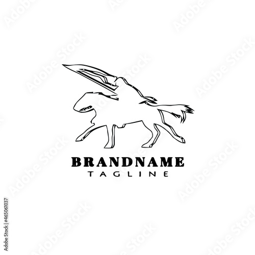 cavalry logo cartoon design icon cute black isolated vector illustration