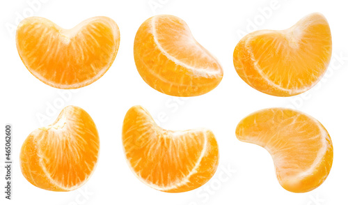 Collection of tangerine slices, isolated on white background