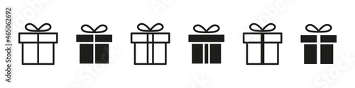 Gift box icon. Present box sign. Gift package symbol. Surprise pack  isolated vector logo set.