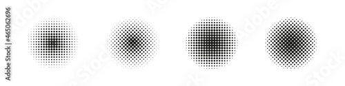 Halftone circles set. Half tone dotted vector isolated. Halftone round pop art  dot design.