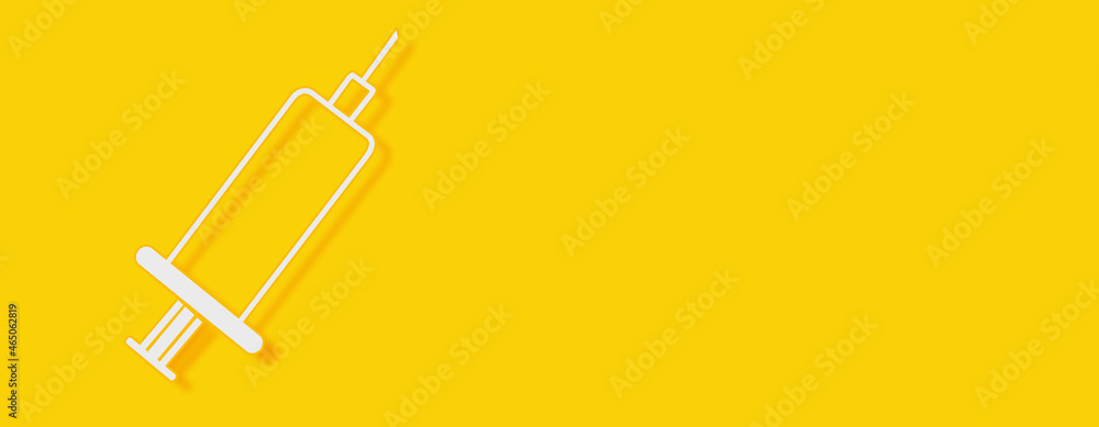 Injection, vaccination Concept on yellow background. Horizontal web banner with copy space, template. Injection, vaccination Concept on yellow background. Horizontal web banner with copy space, template.
