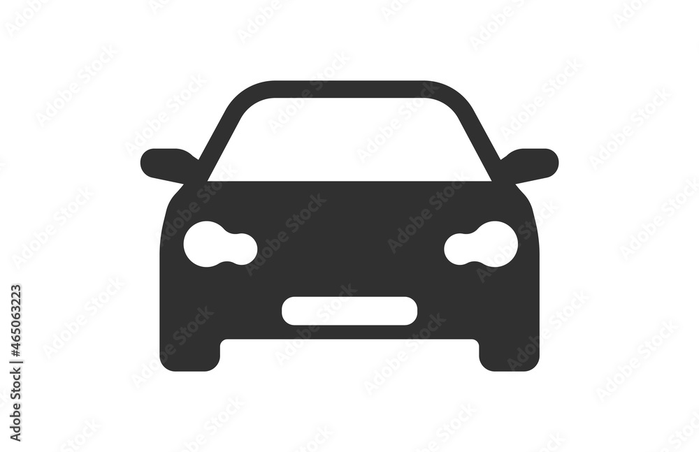 Obraz premium Car icon - black vector illustration with reflection