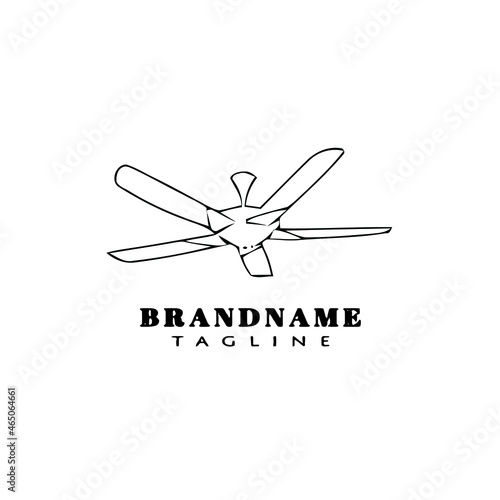 ceiling fan cute logo design template icon black isolated vector illustration