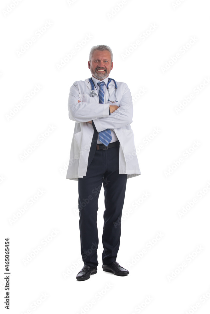 Happy mature doctor on white Happy mature doctor on white