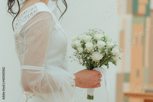 Groom with bouquet