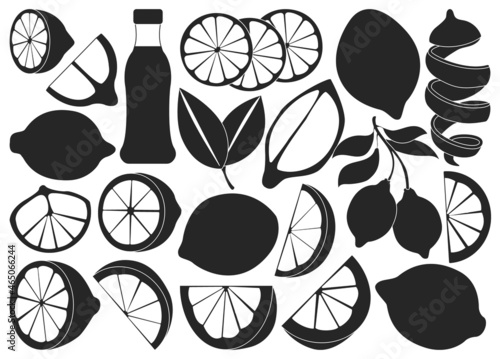Lemon isolated black set icon.Vector illustration citrus fruit on white background .Black vector set icon lemon.