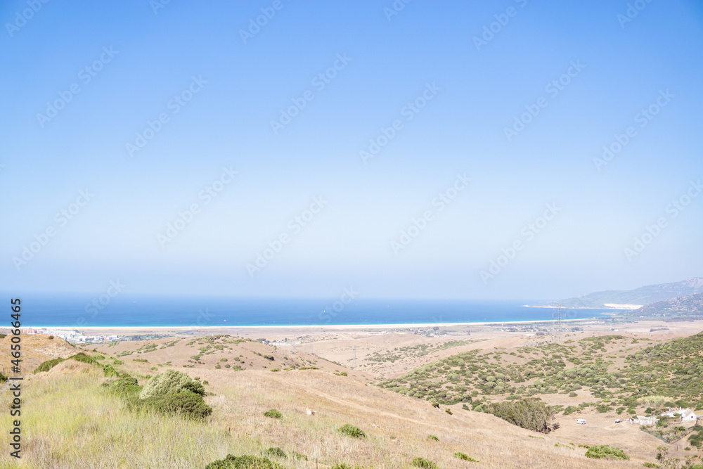 Landscape with a Tarifa beach in the background on a clear day