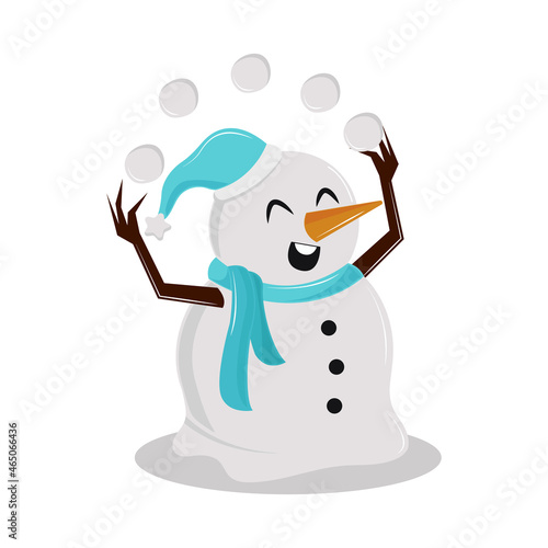 snowman with snowballs