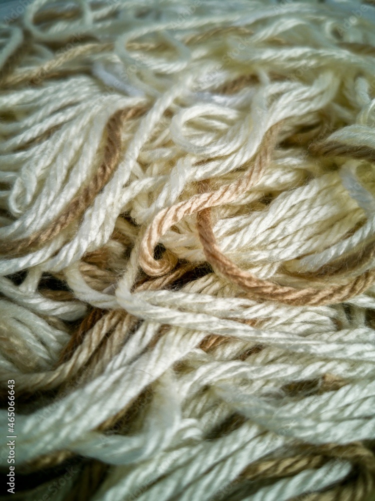 close up of a woolen threads 