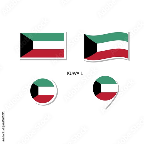 Kuwait flag logo icon set, rectangle flat icons, circular shape, marker with flags. Free Download Kuwait flag logo icon set, rectangle flat icons, circular shape, marker with flags. - GFXLoad