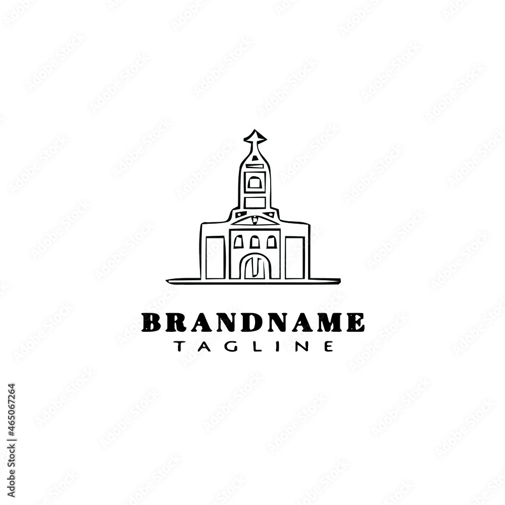 church cartoon logo icon design template black vector illustration
