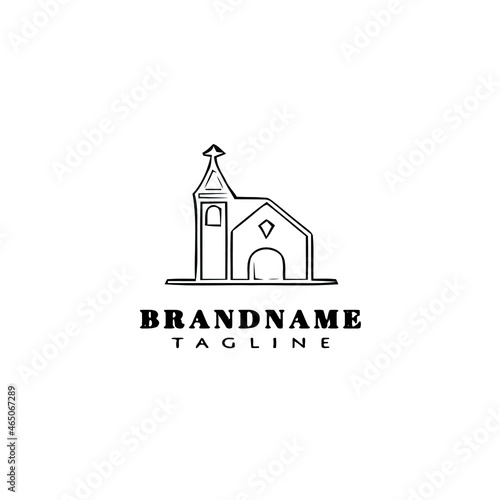 church cartoon logo icon design template black isolated illustration