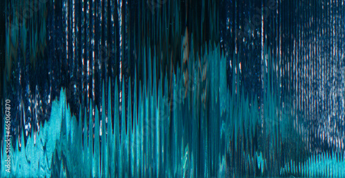 Glitch banner. Static noise texture. Distortion overlay. NFT blockchain technology. Dark blue color gradient vibration artifacts futuristic abstract background.
