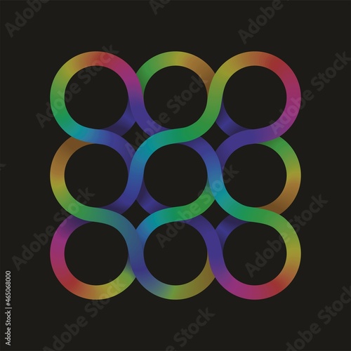 Infinity, looping, frames or design object. Vector illustration. Isolated on black background. EPS10.