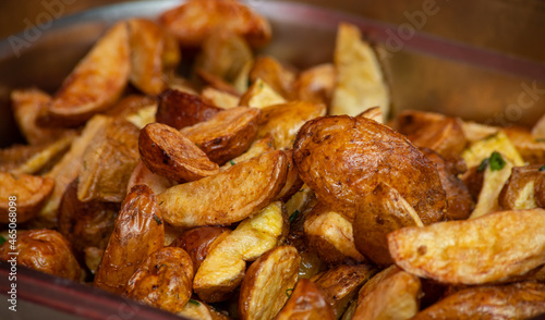 delicious grilled fried potatoes. street food. potat