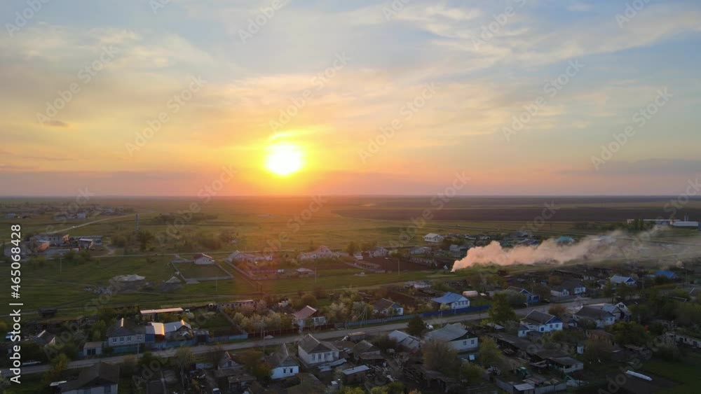 Aerial view of the Russian suburb in the summer. Installation snapshot of the Russian Quarter. Real estate, top view of residential buildings. Drone shot, from above Aerial view of the Russian suburb in the summer. Installation snapshot of the Russian Quarter. Real estate, top view of residential buildings. Drone shot, from above