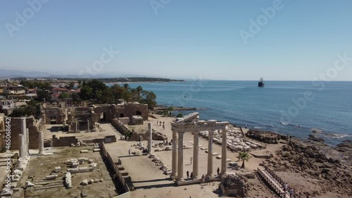 Old ruins of Apollo and Afina temple, Side, Turkey