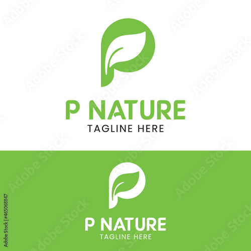 Letter Initial P Nature Leaf Logo Design Template. Suitable for Nature Health Beauty Business Brand Company Corporate Logo Design.