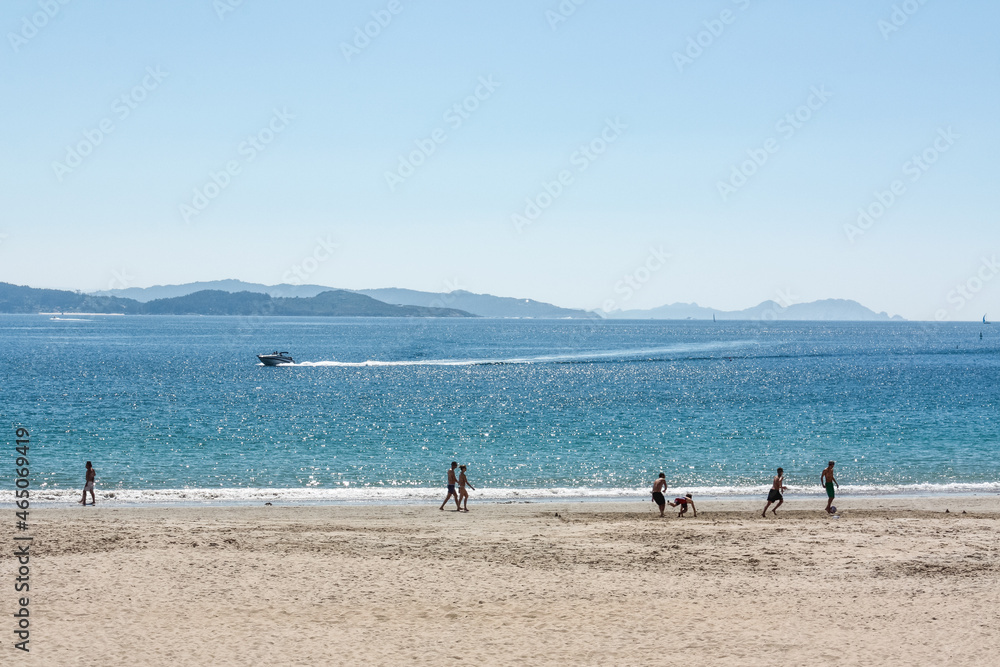 Silgar beach at Sanxenxo city, Pontevedra, Galicia, Spain