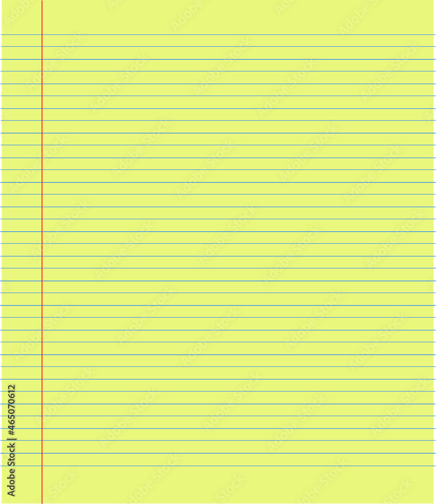 Fototapeta premium Yellow coated sheet of paper with left margin 