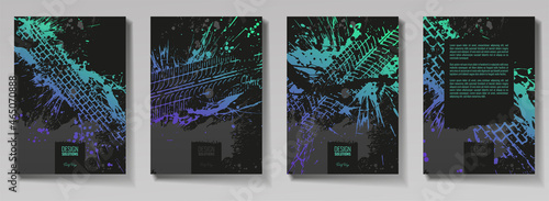Tire tracks, vector illustration, grunge. For background page, brochure template, booklet, flyer.