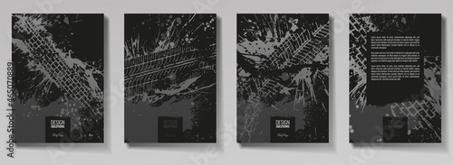 Tire tracks, vector illustration, grunge. For background page, brochure template, booklet, flyer.
